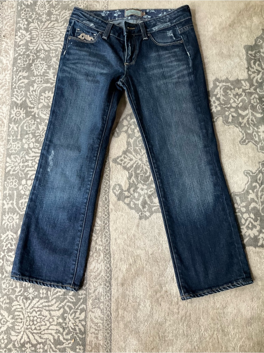 PAIGE Hollywood Hills Dark Blue Ankle Crop Jeans 26